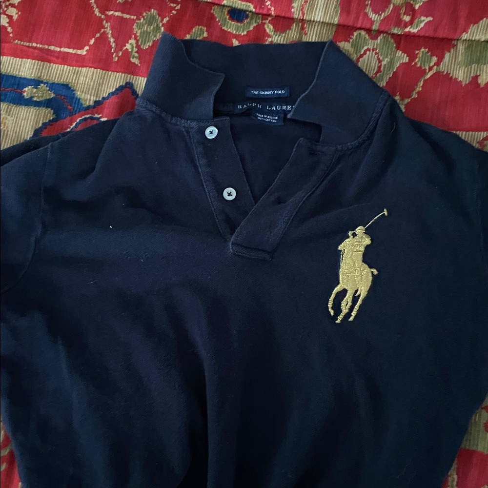 Ralph Lauren Blue Label navy Polo Shirt with Gold Logo